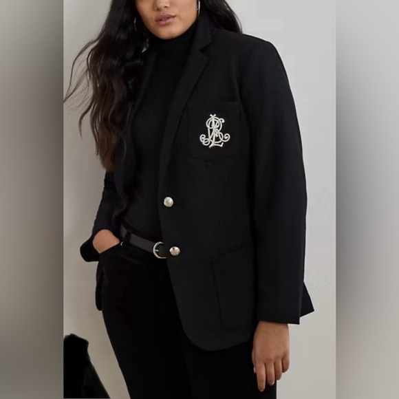 Ralph Lauren Jackets & Blazers - Ralph Lauren Women’s Bullion Jacquard Navy Blue Single Breast Blazer Gold Crest